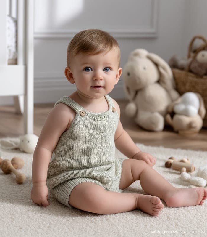 Baby Bamboo Fiber Knit Romper with Embroidered Details