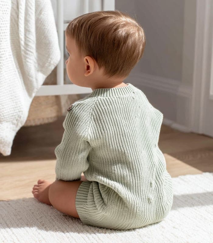 Baby Bamboo Fiber Knit Romper with Embroidered Details — view 2