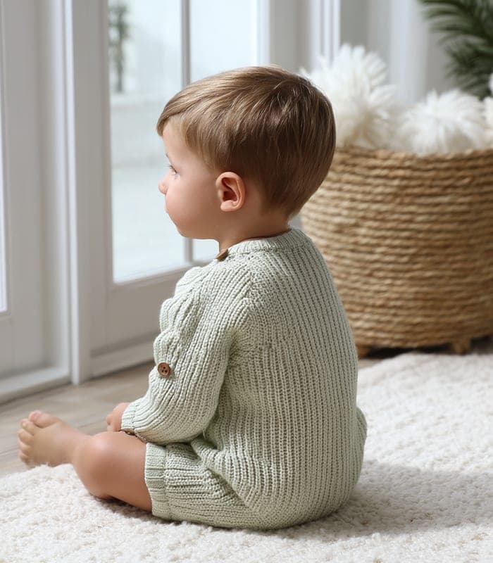 Baby Bamboo Fiber Knit Romper with Embroidered Details — view 4