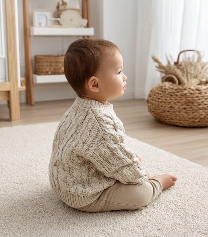 Baby Cable Knit Pullover with Contrast Elbow Patches — view 2