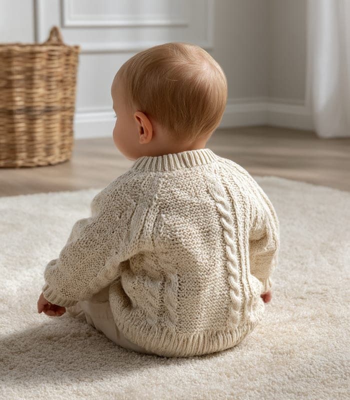 Baby Cable Knit Pullover with Contrast Elbow Patches — view 3