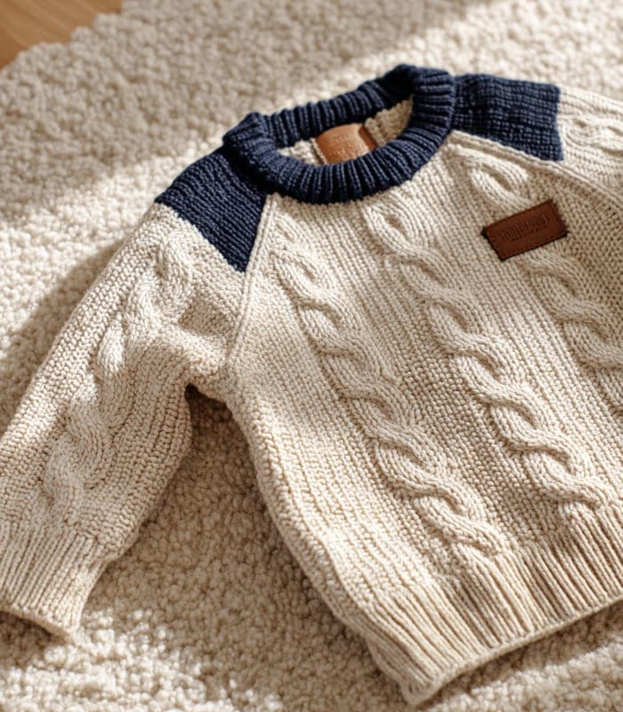 Baby Cable Knit Pullover with Contrast Elbow Patches — view 5