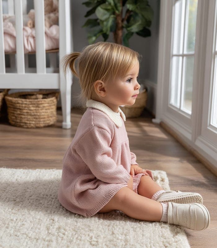 Baby Lightweight Knit Dress with Peter Pan Collar — view 2