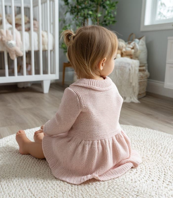 Baby Lightweight Knit Dress with Peter Pan Collar — view 3