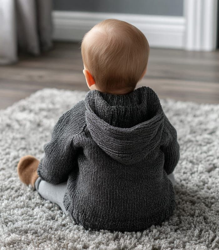 Baby Merino Wool Hooded Sweater with Ear Accents — view 3
