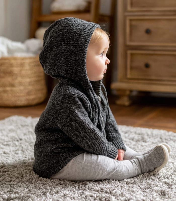Baby Merino Wool Hooded Sweater with Ear Accents — view 4