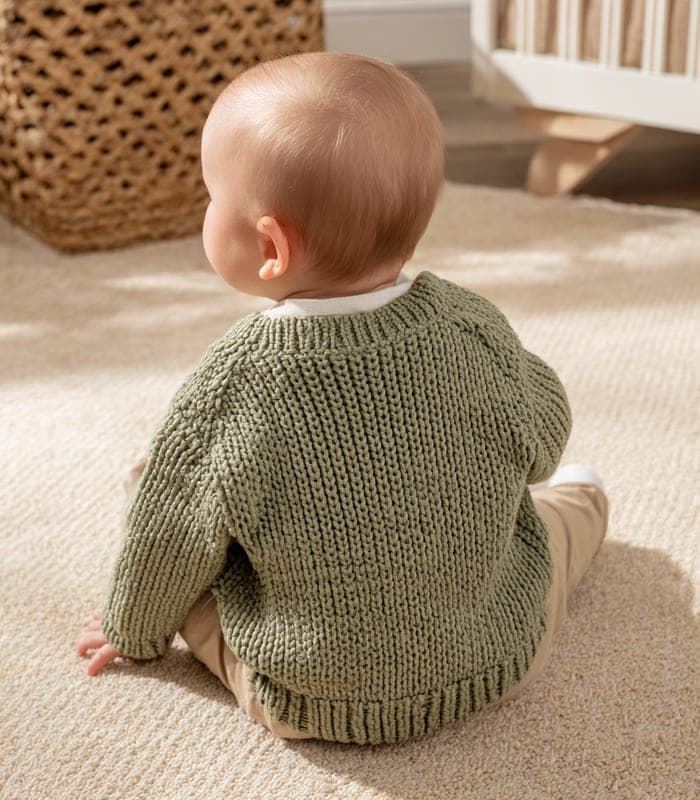 Baby Organic Cotton Textured Cardigan with Wooden Buttons — view 3