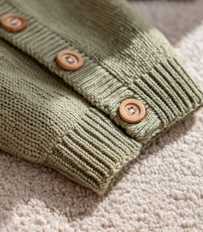 Baby Organic Cotton Textured Cardigan with Wooden Buttons — view 5