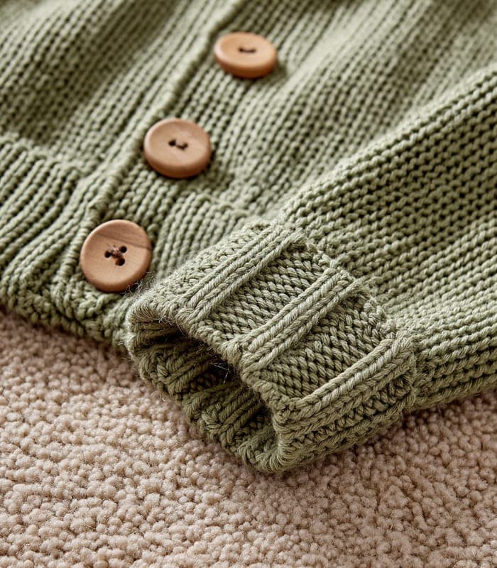 Baby Organic Cotton Textured Cardigan with Wooden Buttons — view 6