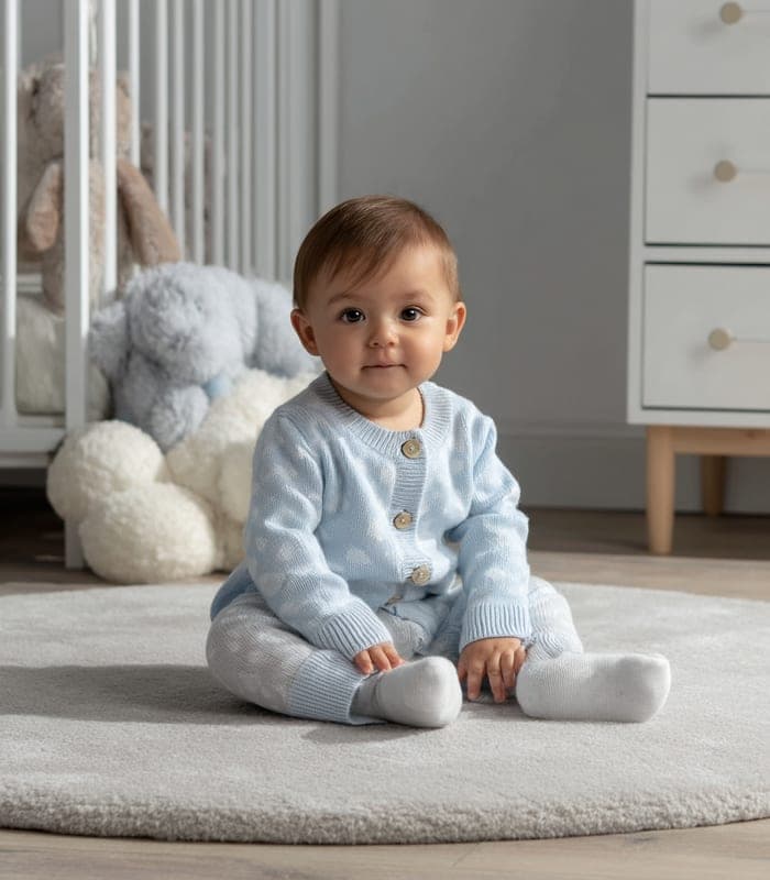 Baby Two-Piece Knit Set with Geometric Patterns