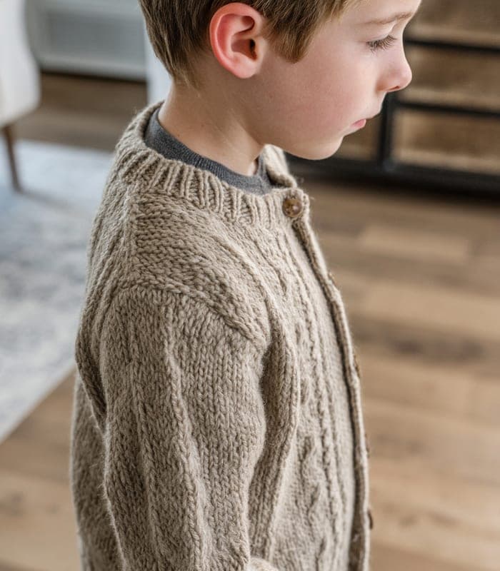 Kids' Designer Beige Patterned Buttoned Cardigan — view 2