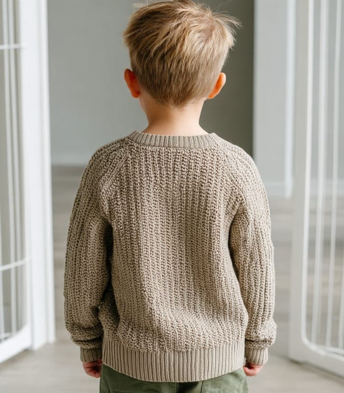 Kids' Designer Beige Patterned Buttoned Cardigan — view 3