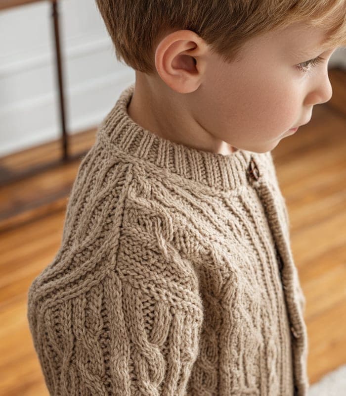 Kids' Designer Beige Patterned Buttoned Cardigan — view 4