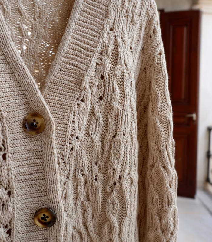Kids' Designer Beige Patterned Buttoned Cardigan — view 6