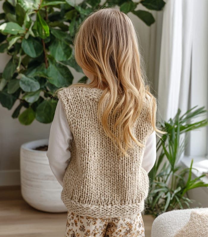 Kids' Handcrafted 100% Cotton Knit Vest — view 3
