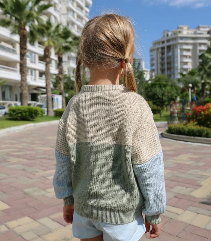 Kids' Organic Cotton Color Block Cardigan — view 3