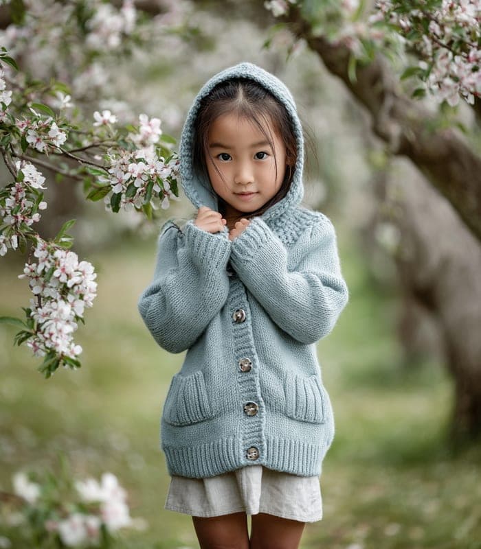 Kids' Lightweight Knit Hoodie with Buttons