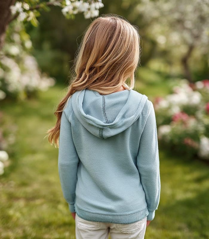 Kids' Lightweight Knit Hoodie with Buttons — view 3