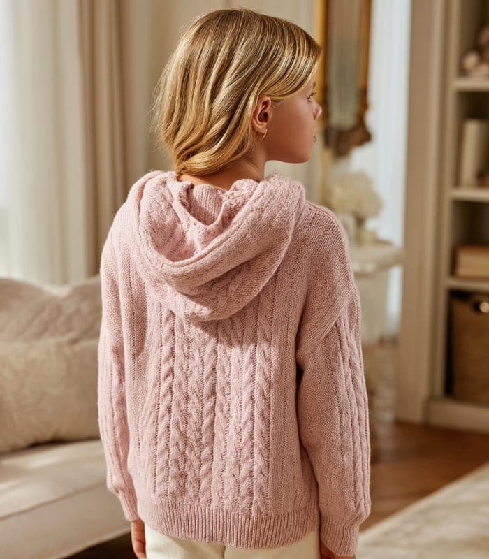 Kids' Nordic Pattern Wool-Blend Hoodie — view 3