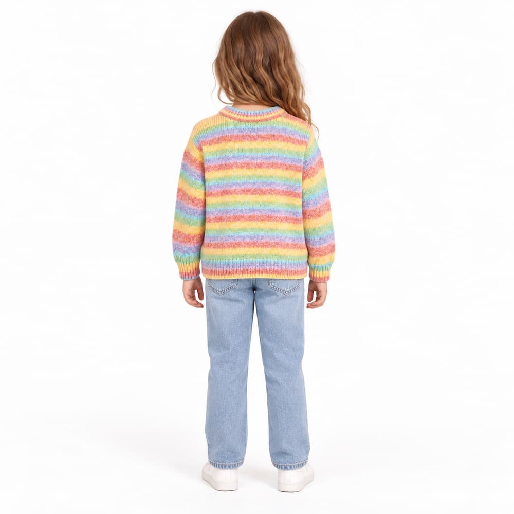 Kids' Multicolour Multi-Stripe Crew Neck Sweater — view 2