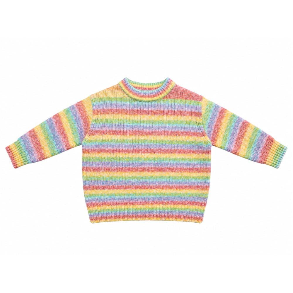Kids' Multicolour Multi-Stripe Crew Neck Sweater — view 3