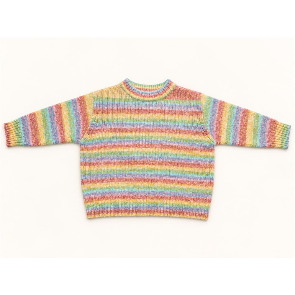Kids' Multicolour Multi-Stripe Crew Neck Sweater — view 4