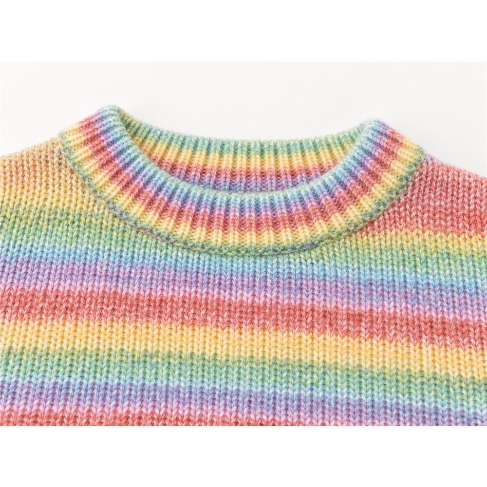 Kids' Multicolour Multi-Stripe Crew Neck Sweater — view 5