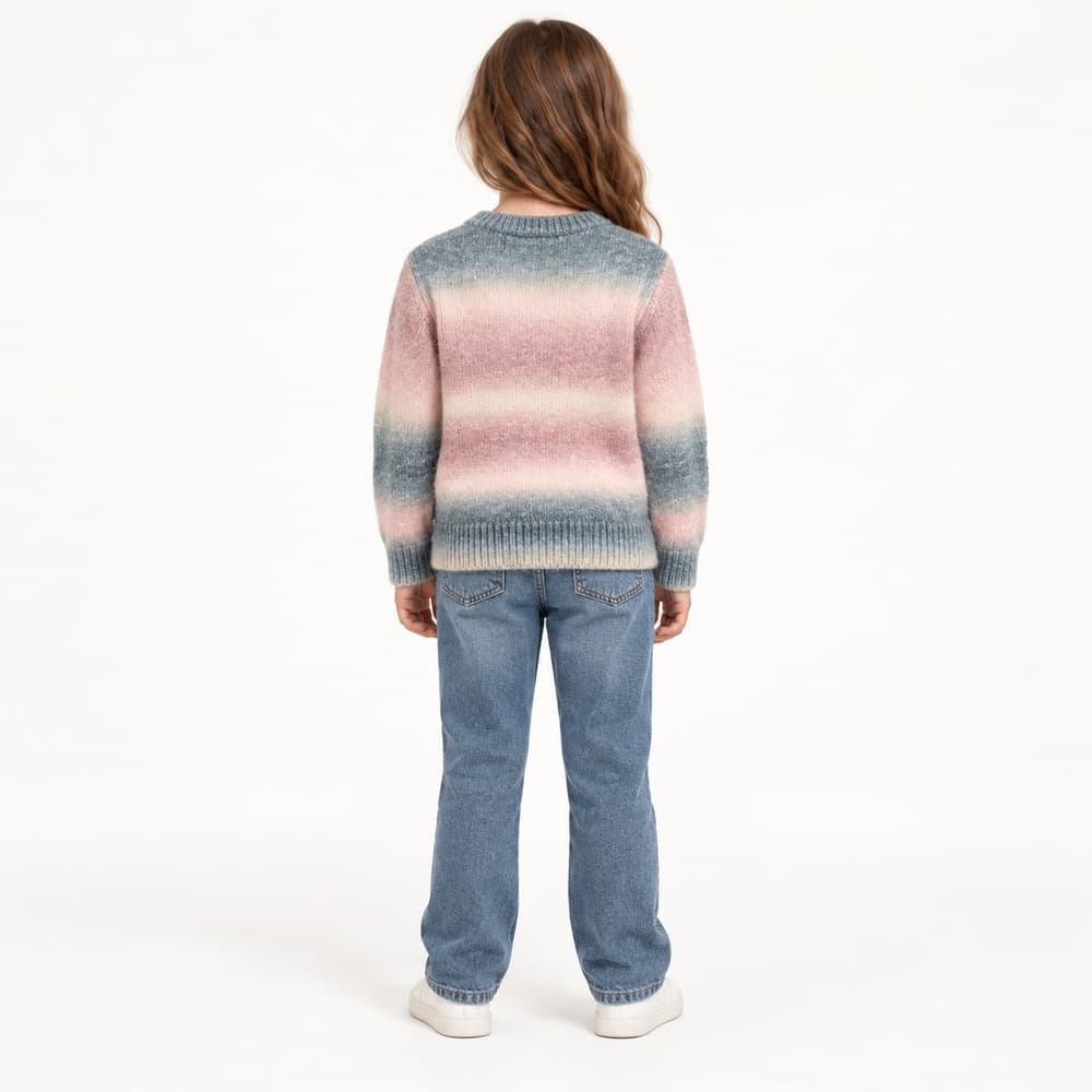 Kids' Multicolour Striped Crew Neck Sweater — view 2