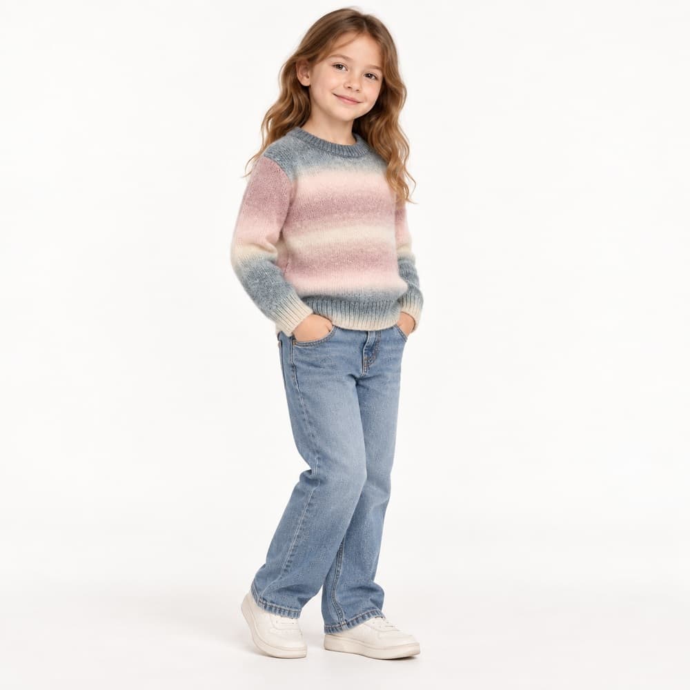 Kids' Multicolour Striped Crew Neck Sweater — view 6