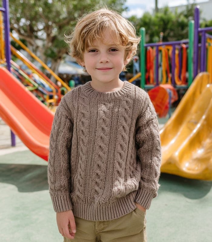 Kids' EcoSoft Cable Knit Sweater — view 3