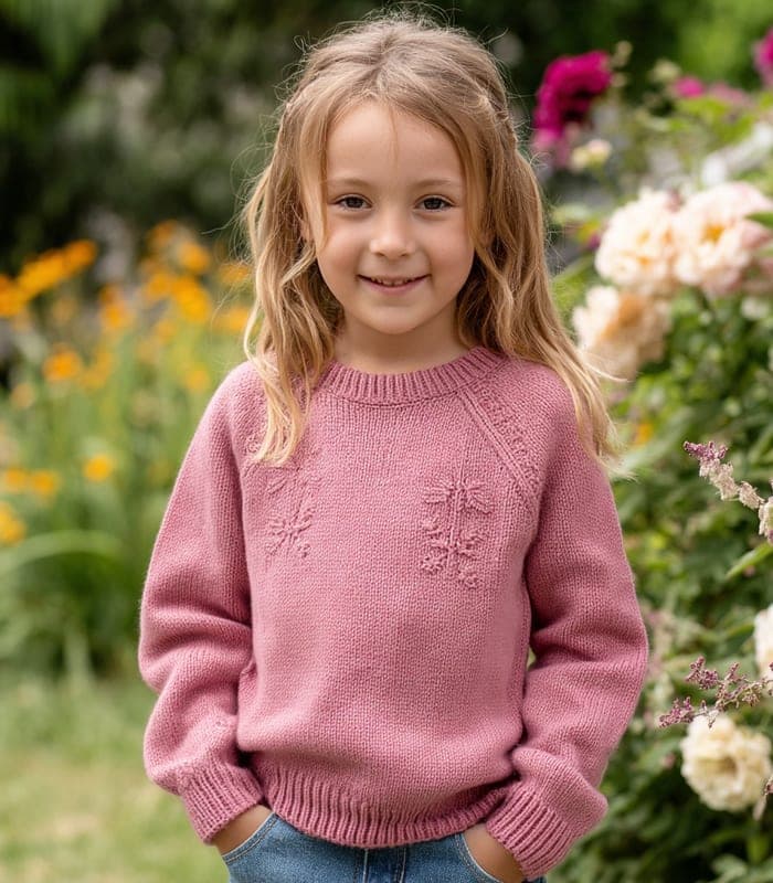 Kids' Petal Embroidered Knit Sweater