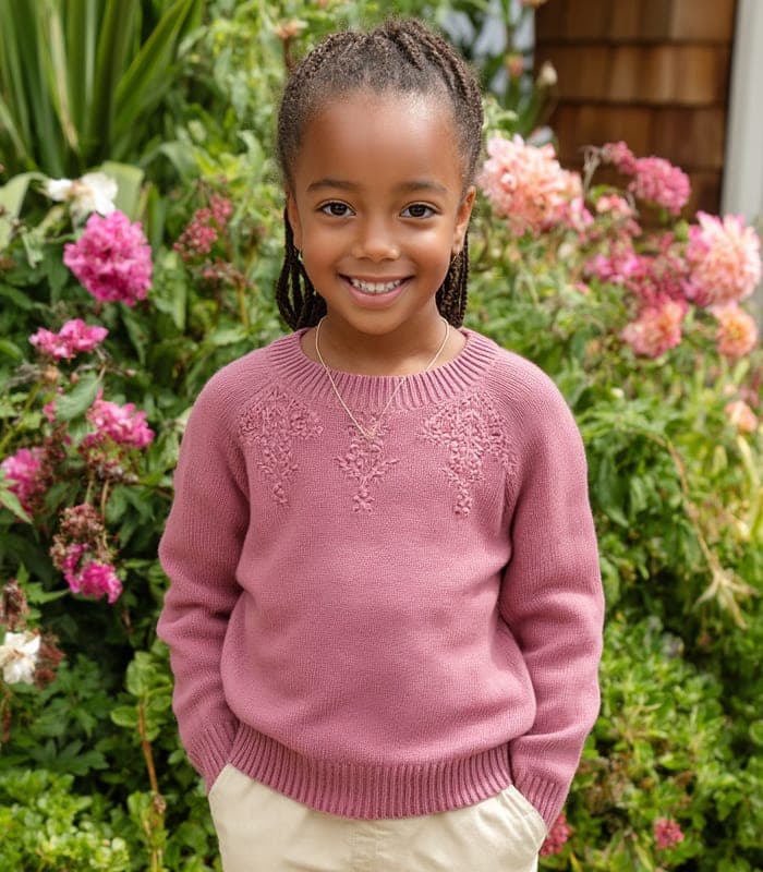 Kids' Petal Embroidered Knit Sweater — view 3