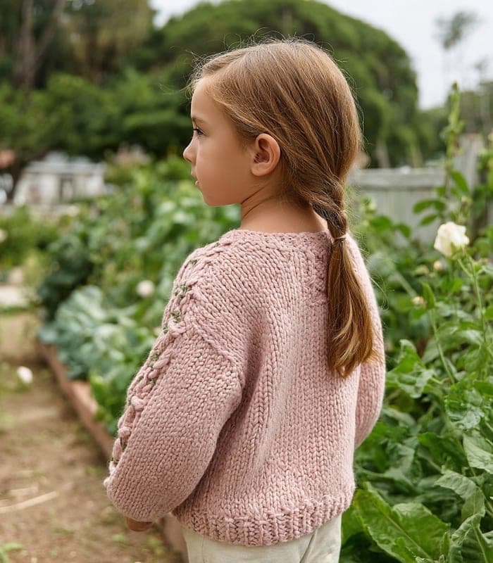 Kids' Petal Embroidered Knit Sweater — view 6