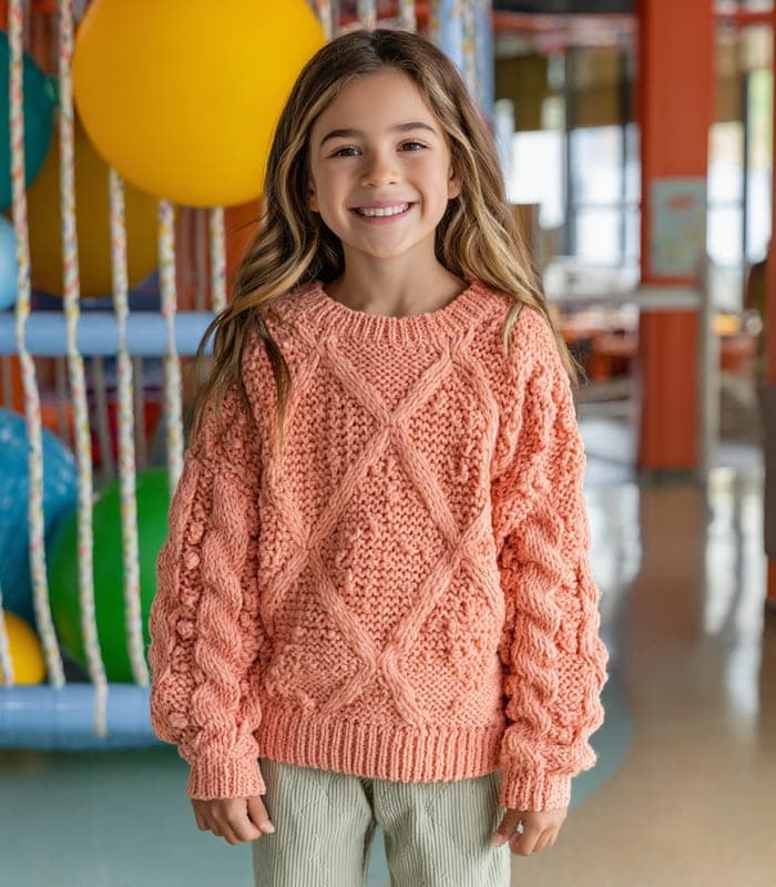 Kids' Textured Knit Play Sweater — view 3