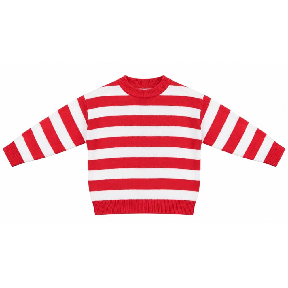 Kids' Red Striped Crew Neck Sweater — view 3