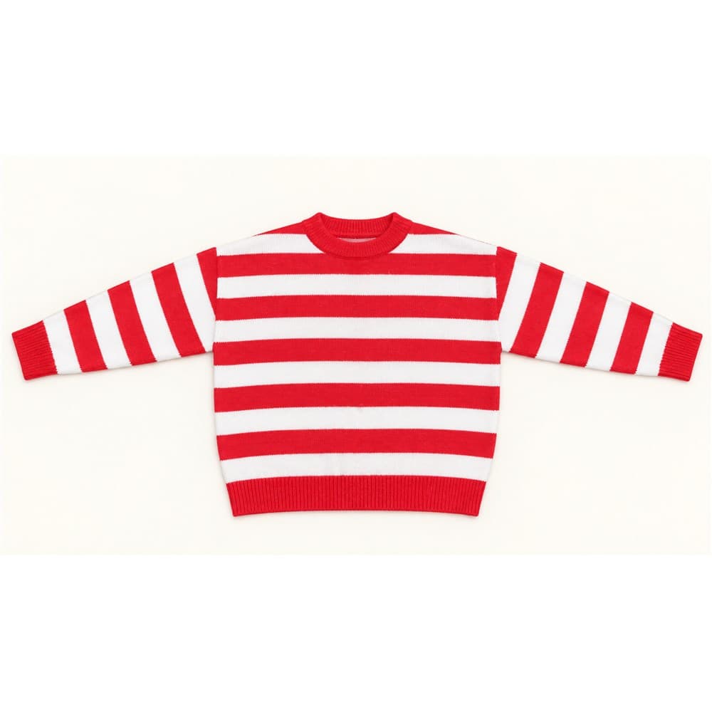 Kids' Red Striped Crew Neck Sweater — view 4