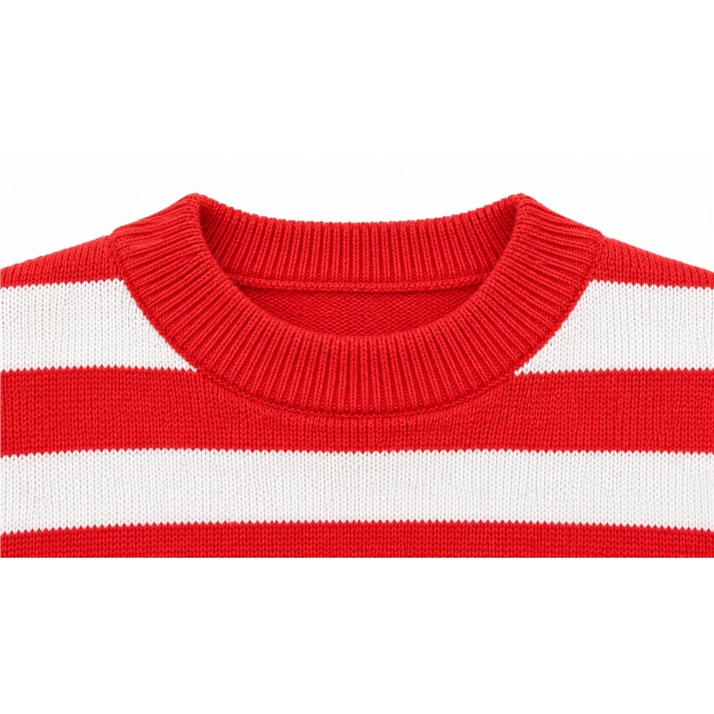 Kids' Red Striped Crew Neck Sweater — view 5