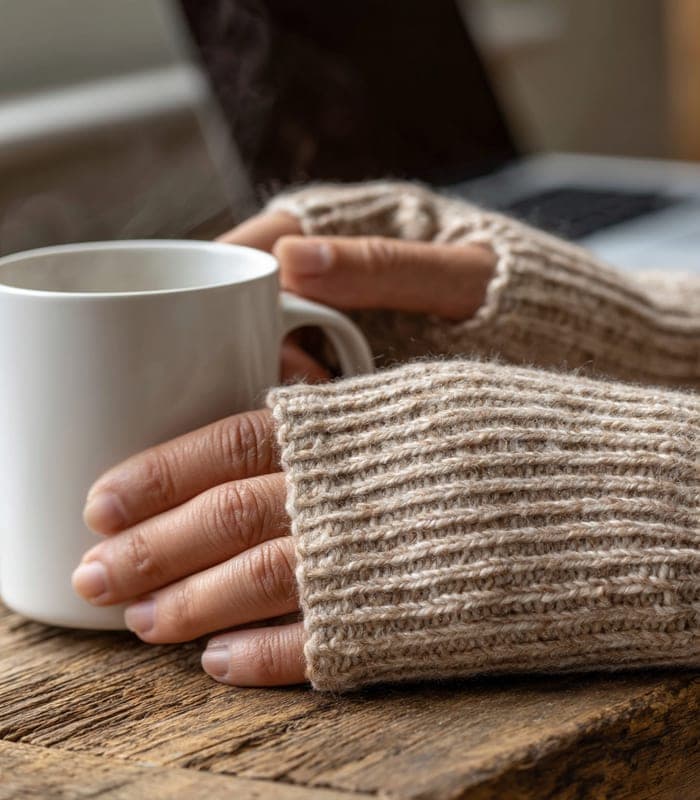 Alpaca-Merino Fingerless Gloves — view 2