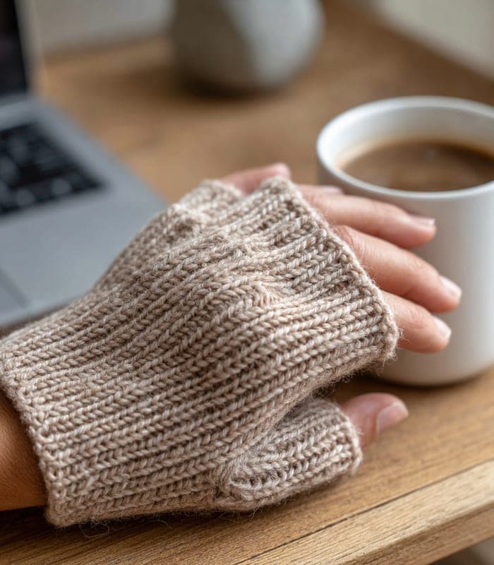 Alpaca-Merino Fingerless Gloves — view 3