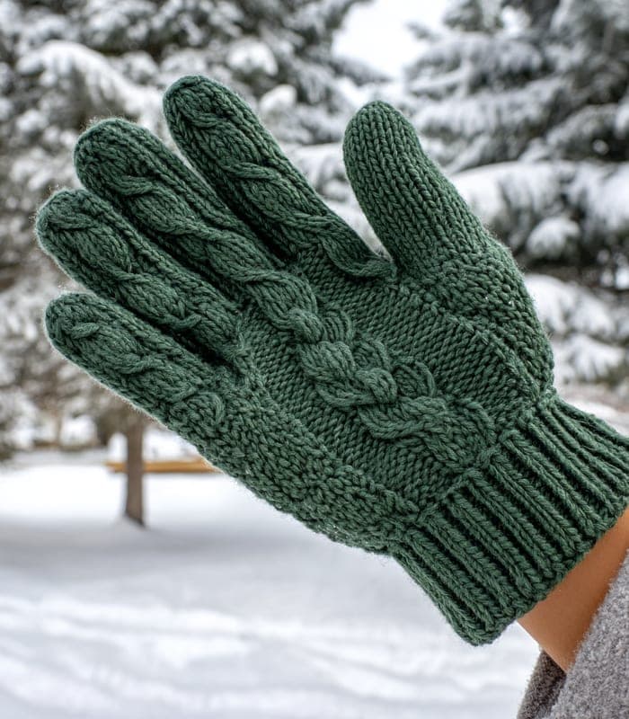 Cable Knit Wool Gloves