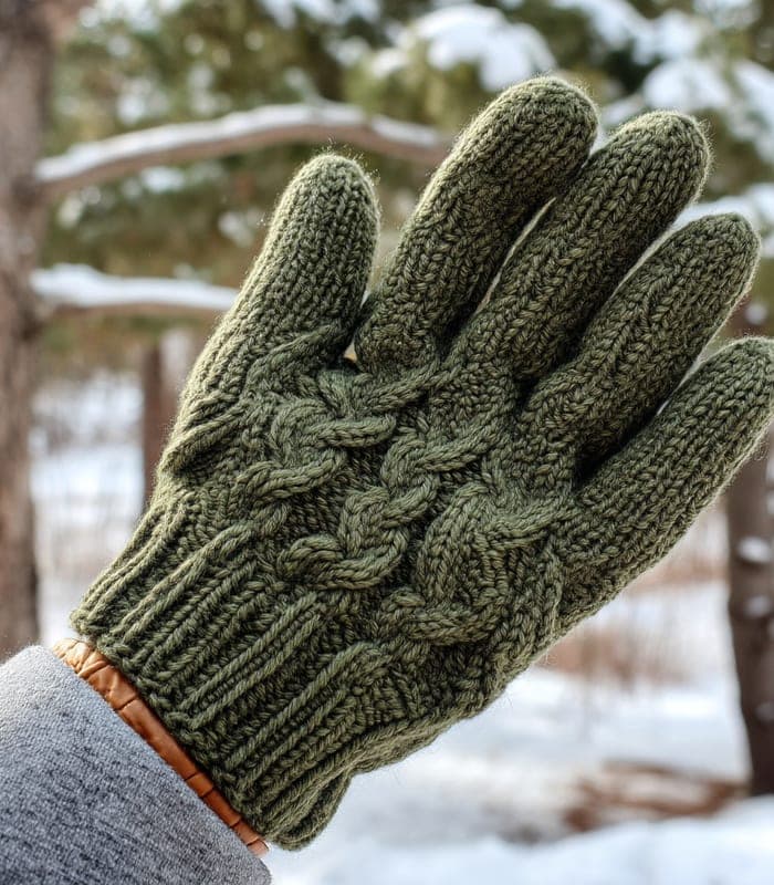 Cable Knit Wool Gloves — view 2