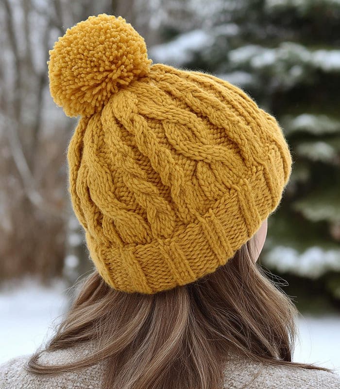 Chunky Cable-Knit Pom-Pom Hat — view 4