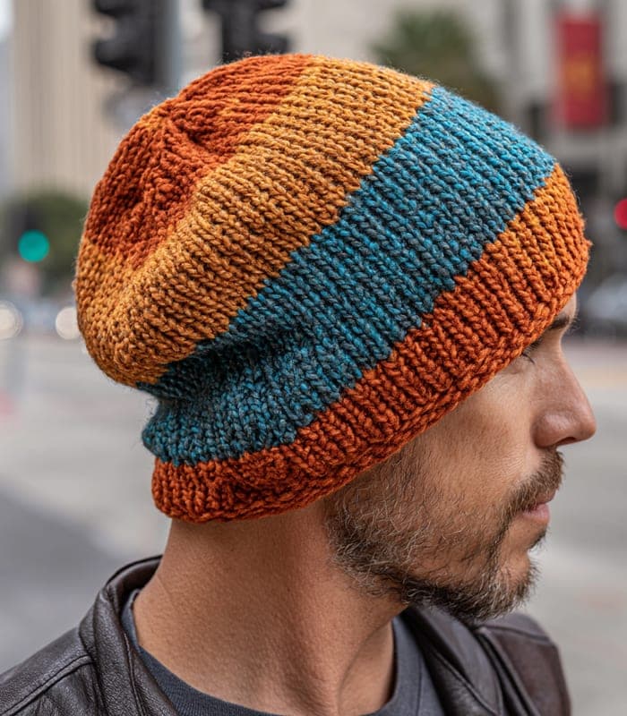 Retro Striped Slouchy Beanie — view 5