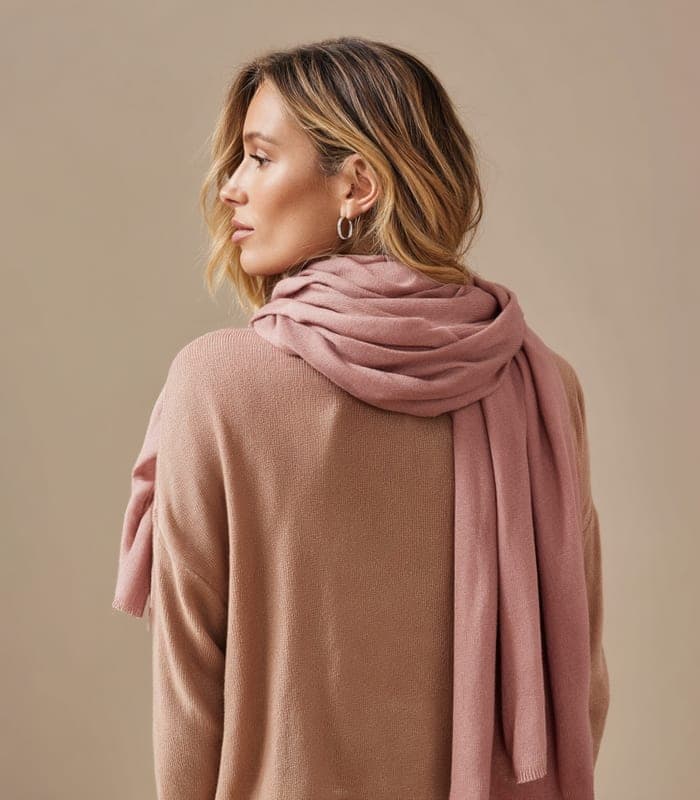 Cashmere-Blend Oversized Wrap Scarf — view 4