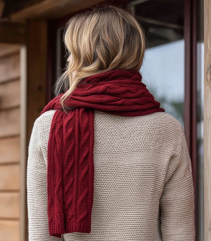 Lambswool Cable Knit Scarf — view 2