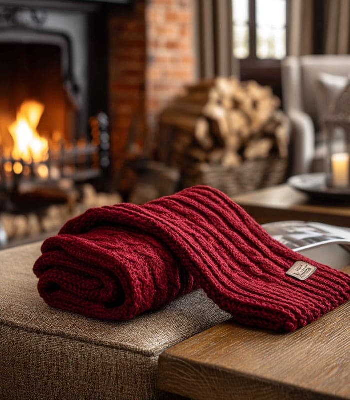 Lambswool Cable Knit Scarf — view 3