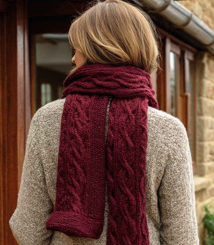Lambswool Cable Knit Scarf — view 4