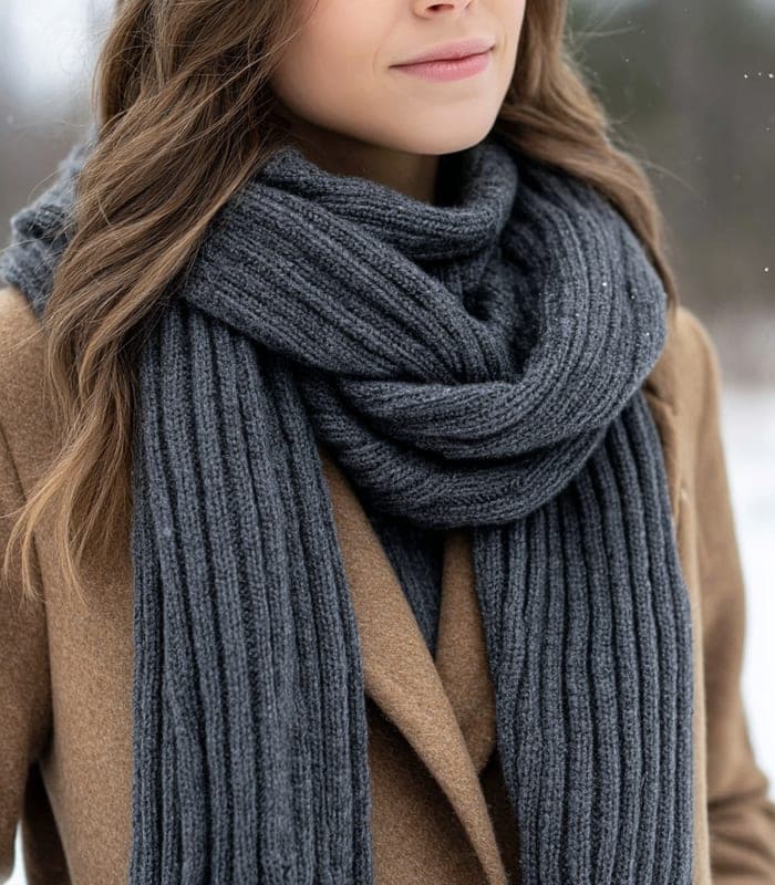 Merino Wool Ribbed Scarf
