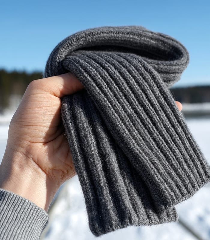Merino Wool Ribbed Scarf — view 2