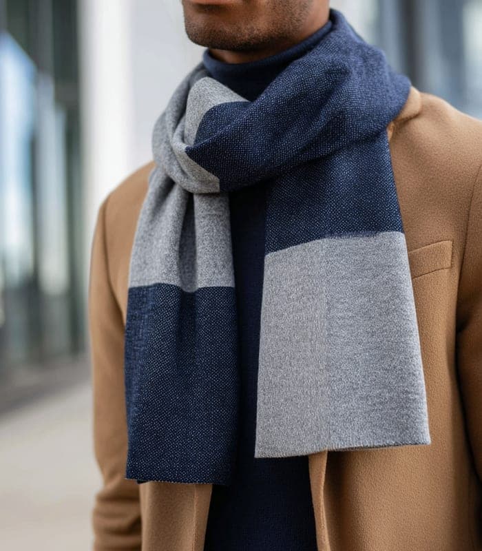 Recycled Wool Blend Color-Block Scarf